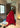 HOT RED FLORAL CAPE AND INNER DRESS #423