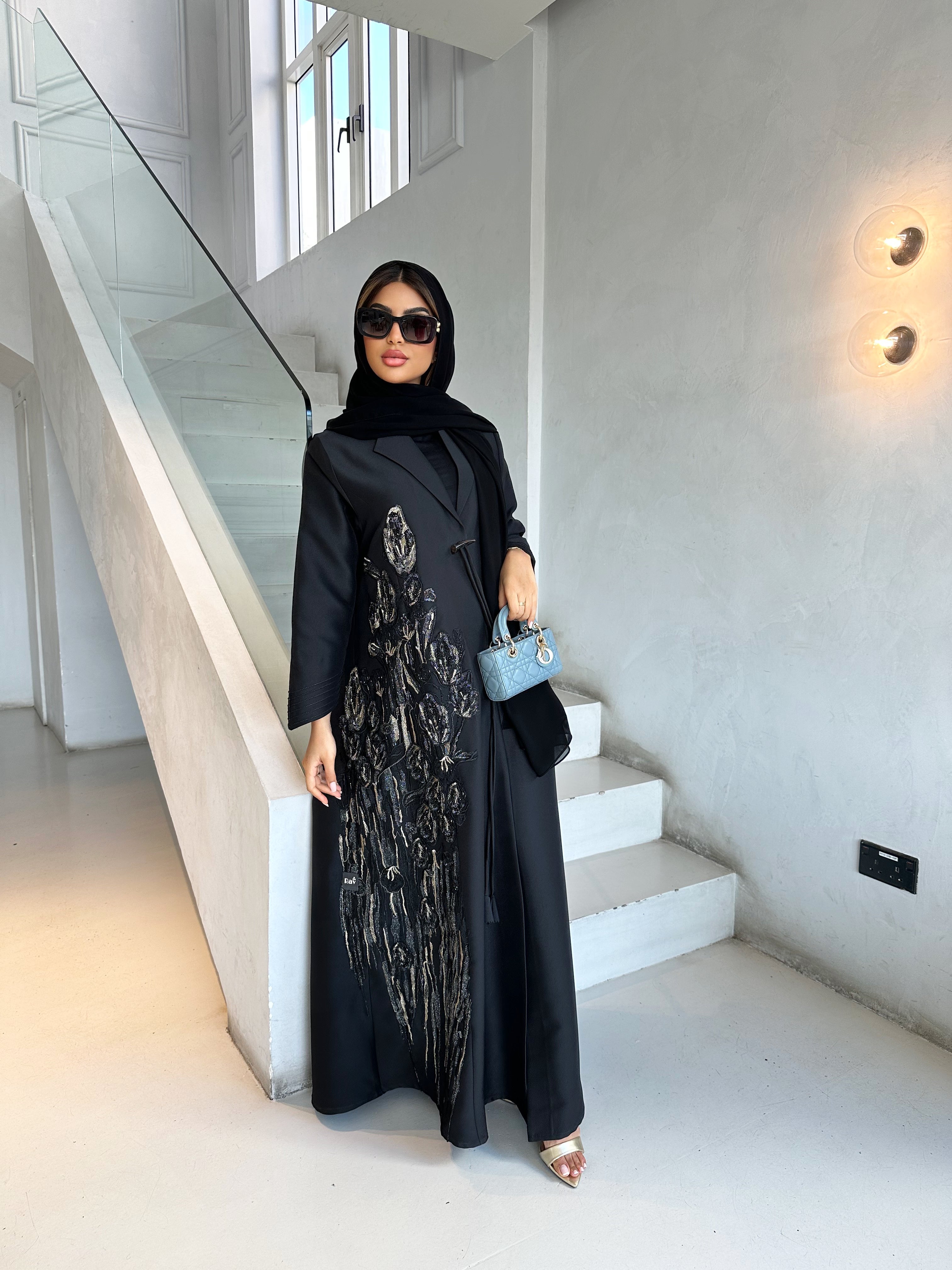 LUXURIOUS FLOWERS BLACK ABAYA #411
