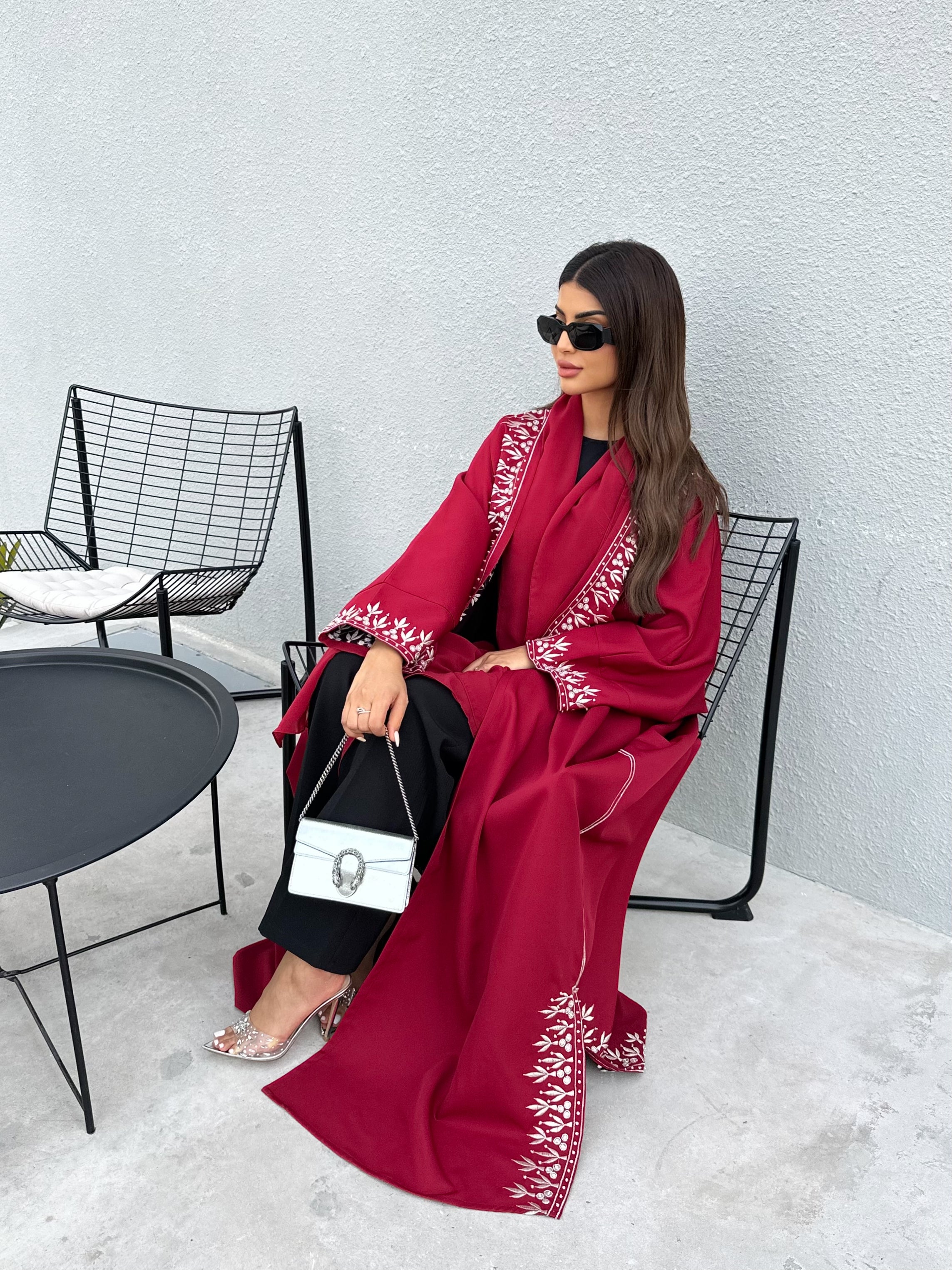 TRADITIONAL CHERRY RED BISHT ABAYA #471