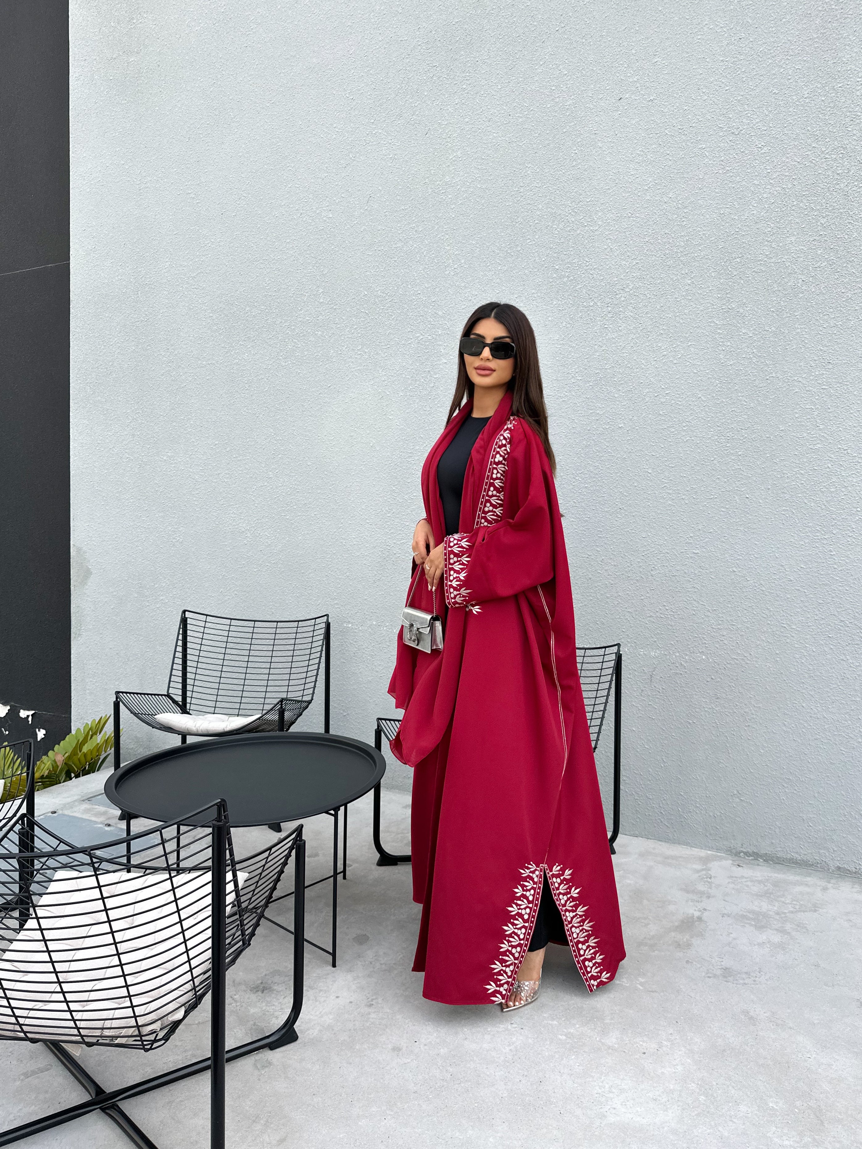 TRADITIONAL CHERRY RED BISHT ABAYA #471