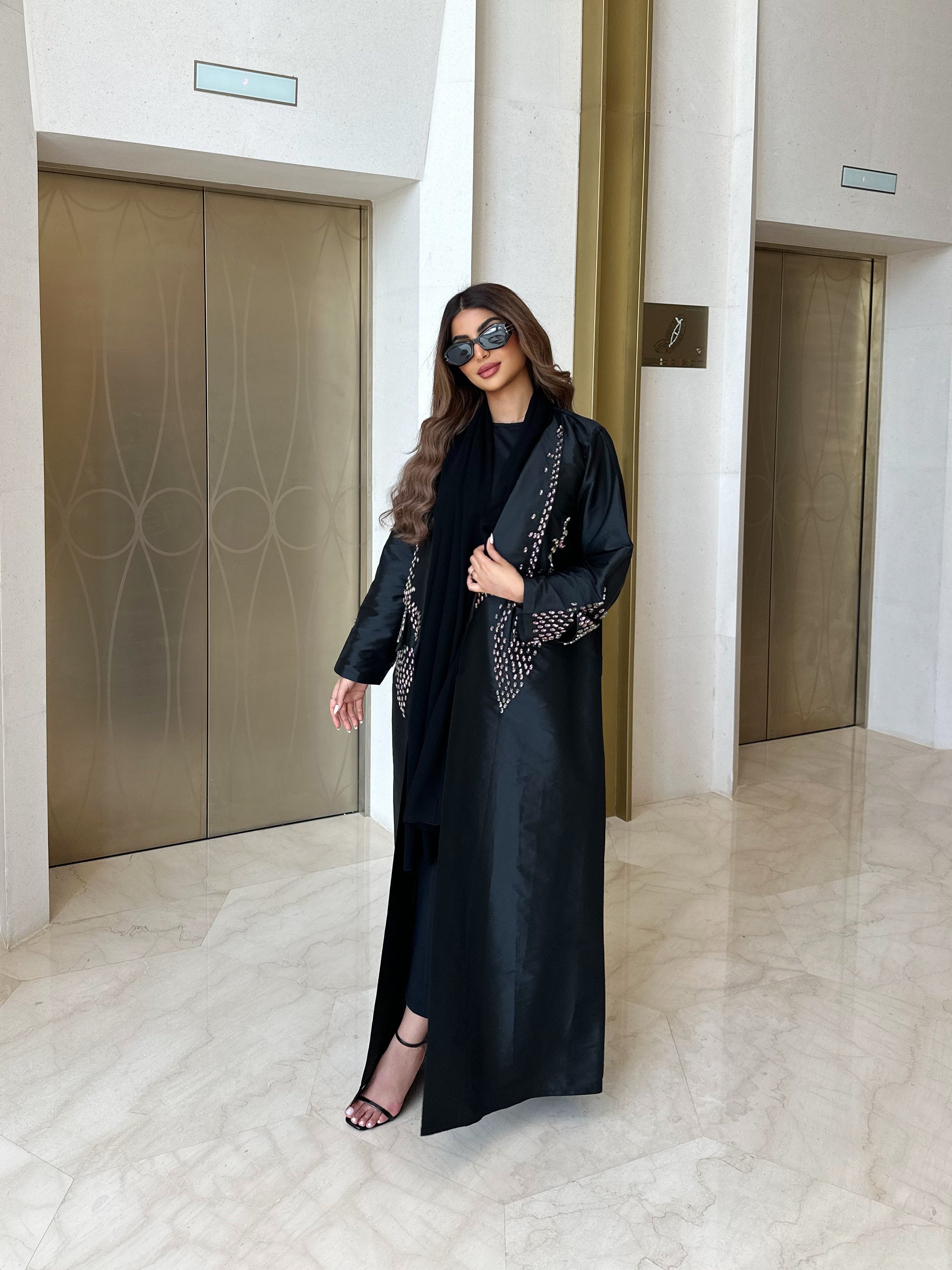 SPARKLING COLORED CRYSTALS BLAZER ABAYA #455