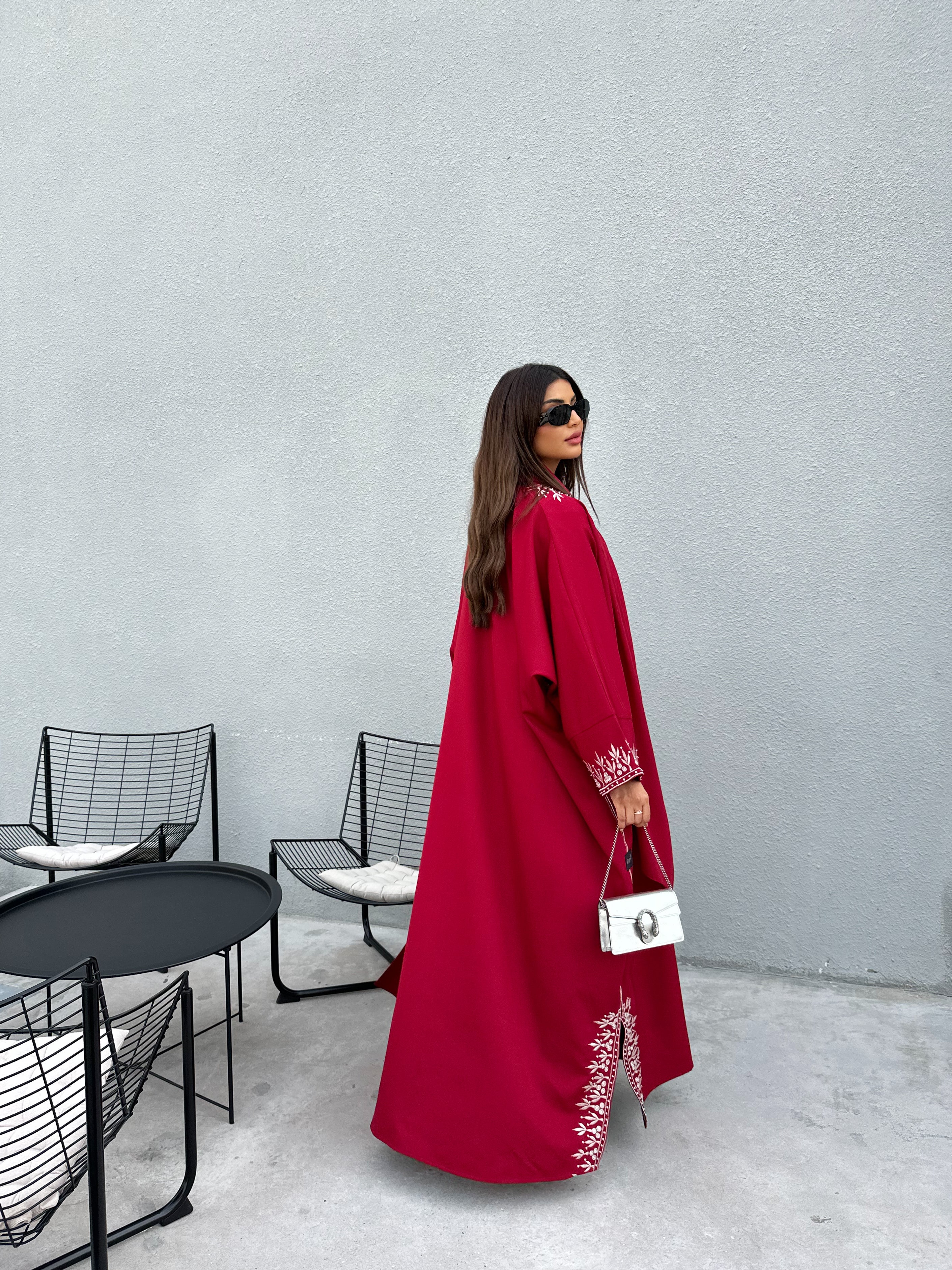 TRADITIONAL CHERRY RED BISHT ABAYA #471