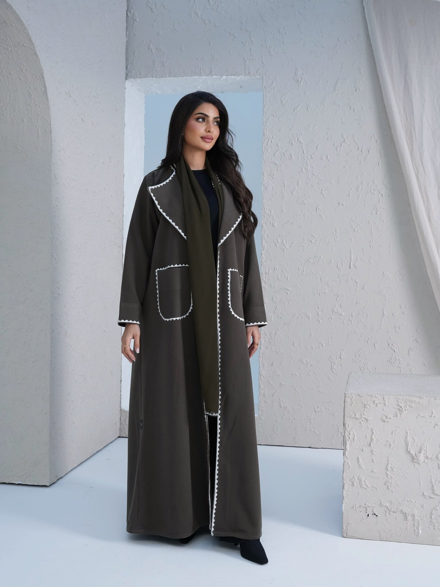 LUXURY OLIVE BLAZER ABAYA #534