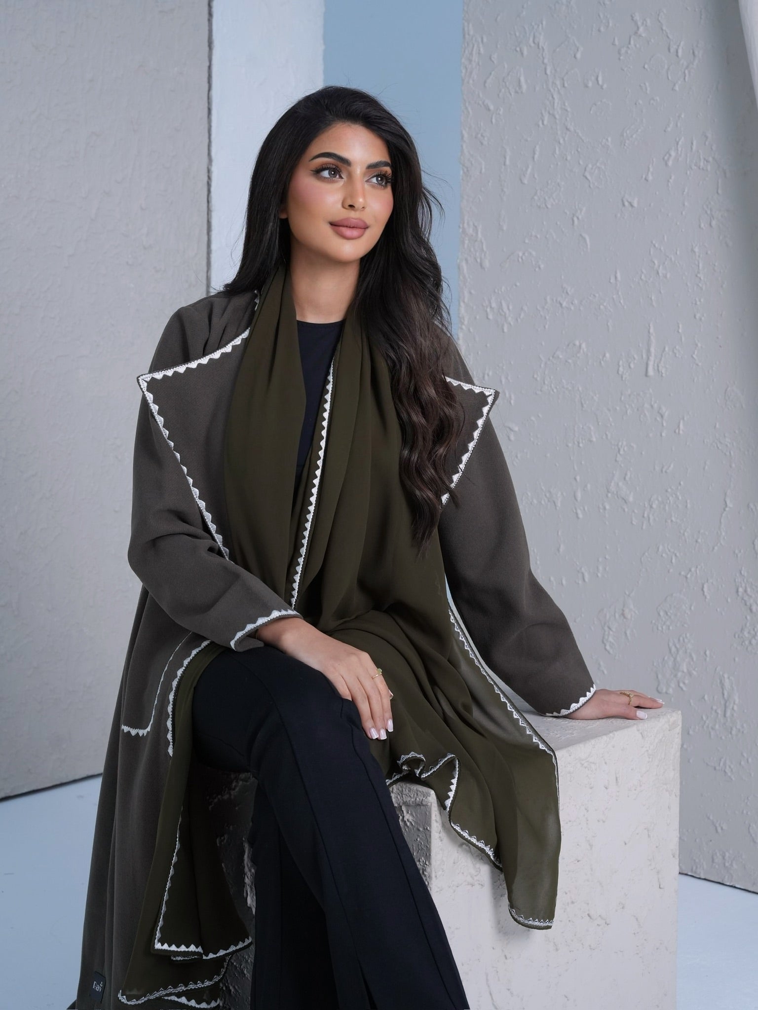 LUXURY OLIVE BLAZER ABAYA #534