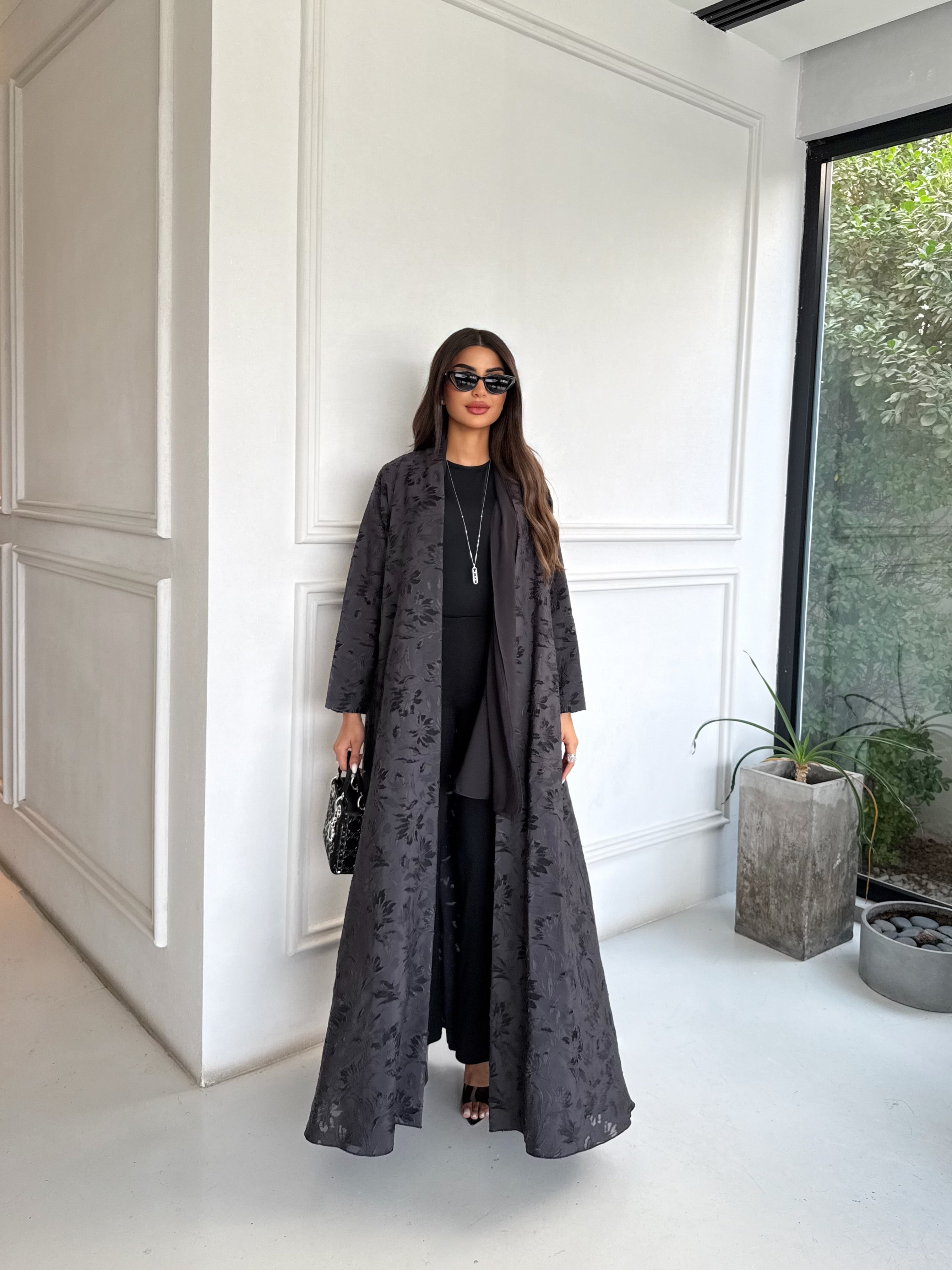 CHARCOAL BLOOM ABAYA #672