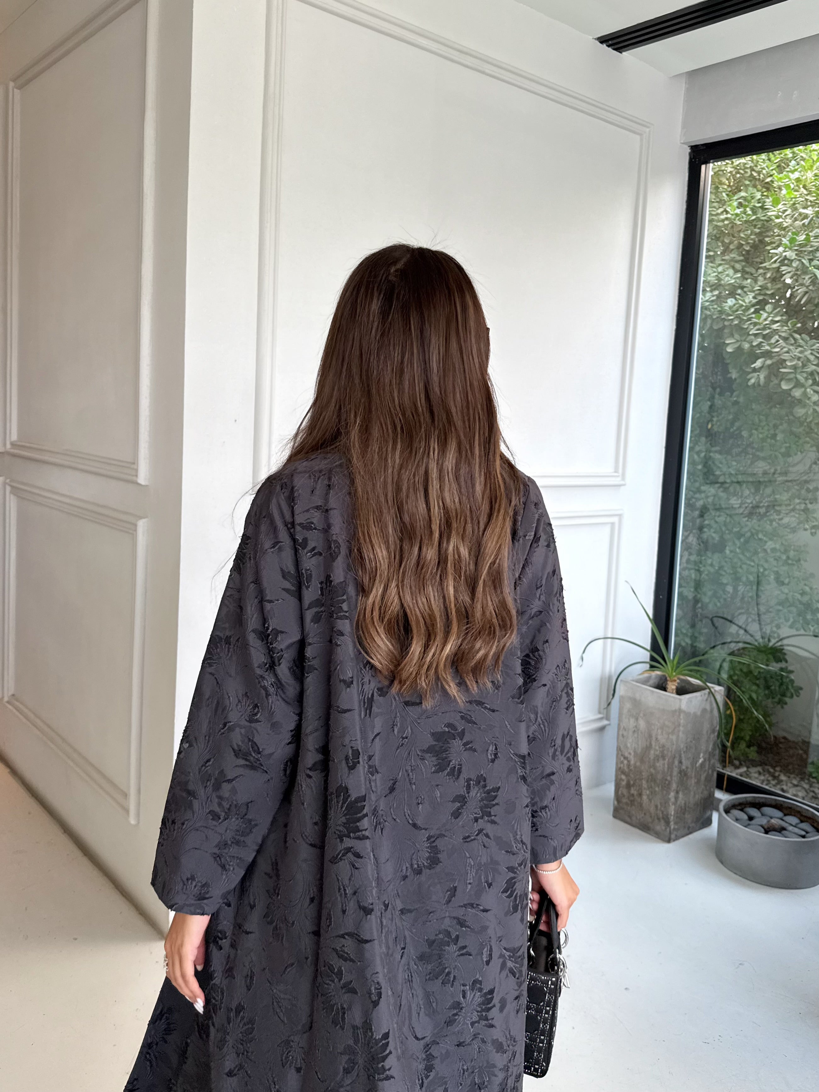 CHARCOAL BLOOM ABAYA #672