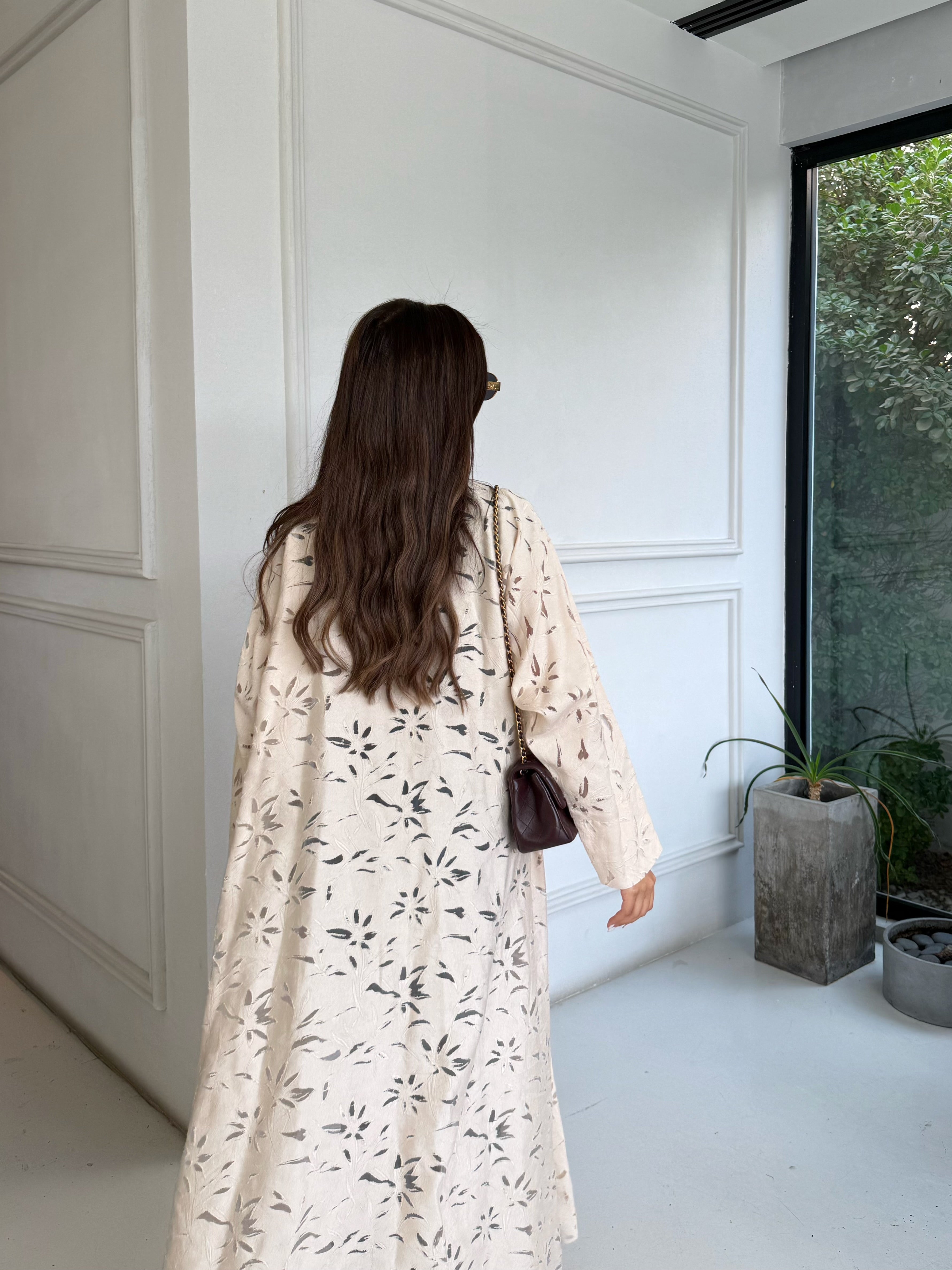CREAM PETAL ABAYA #666