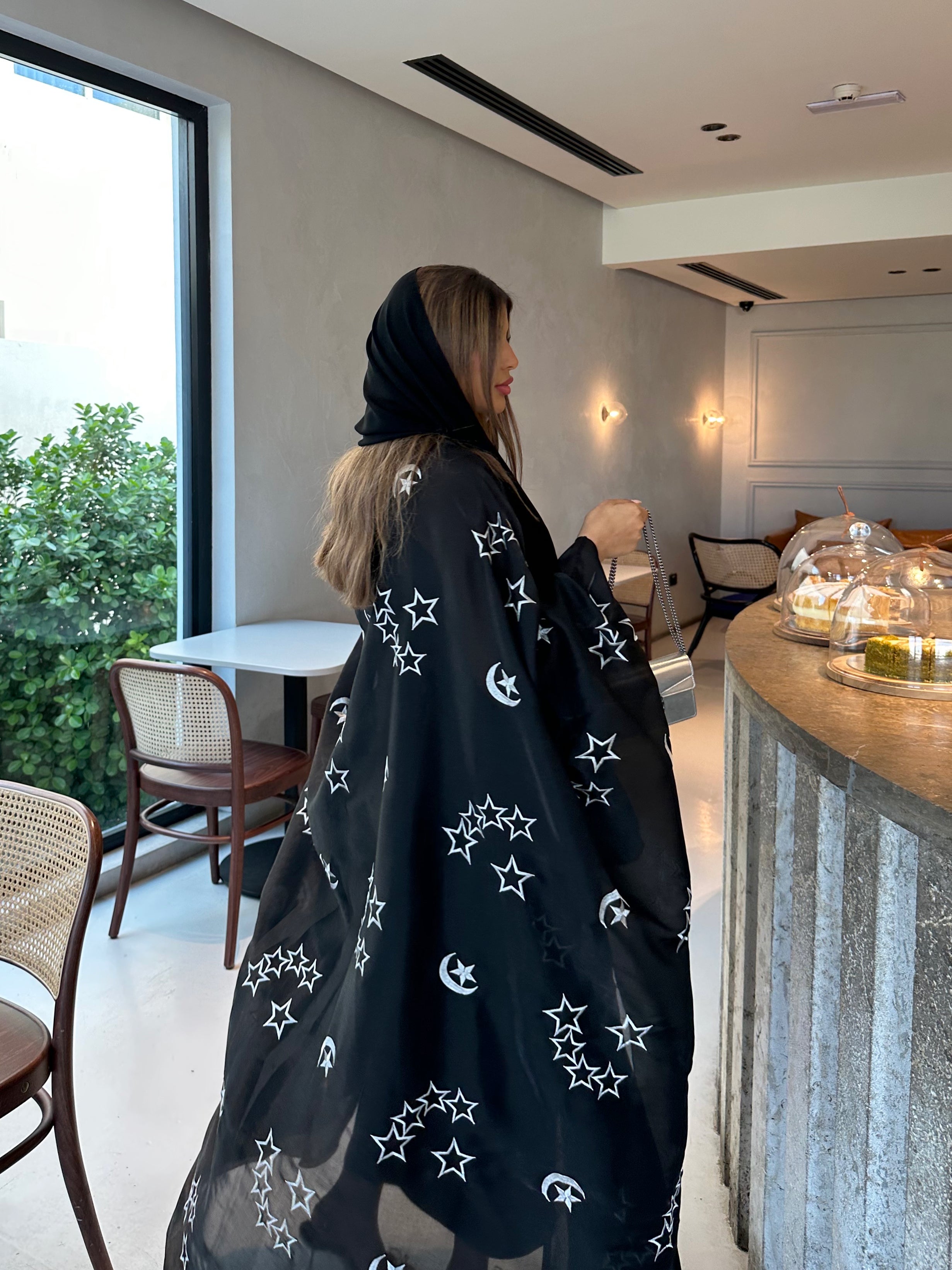 STARS AND CRESCENT OPEN BISHT ABAYA #415