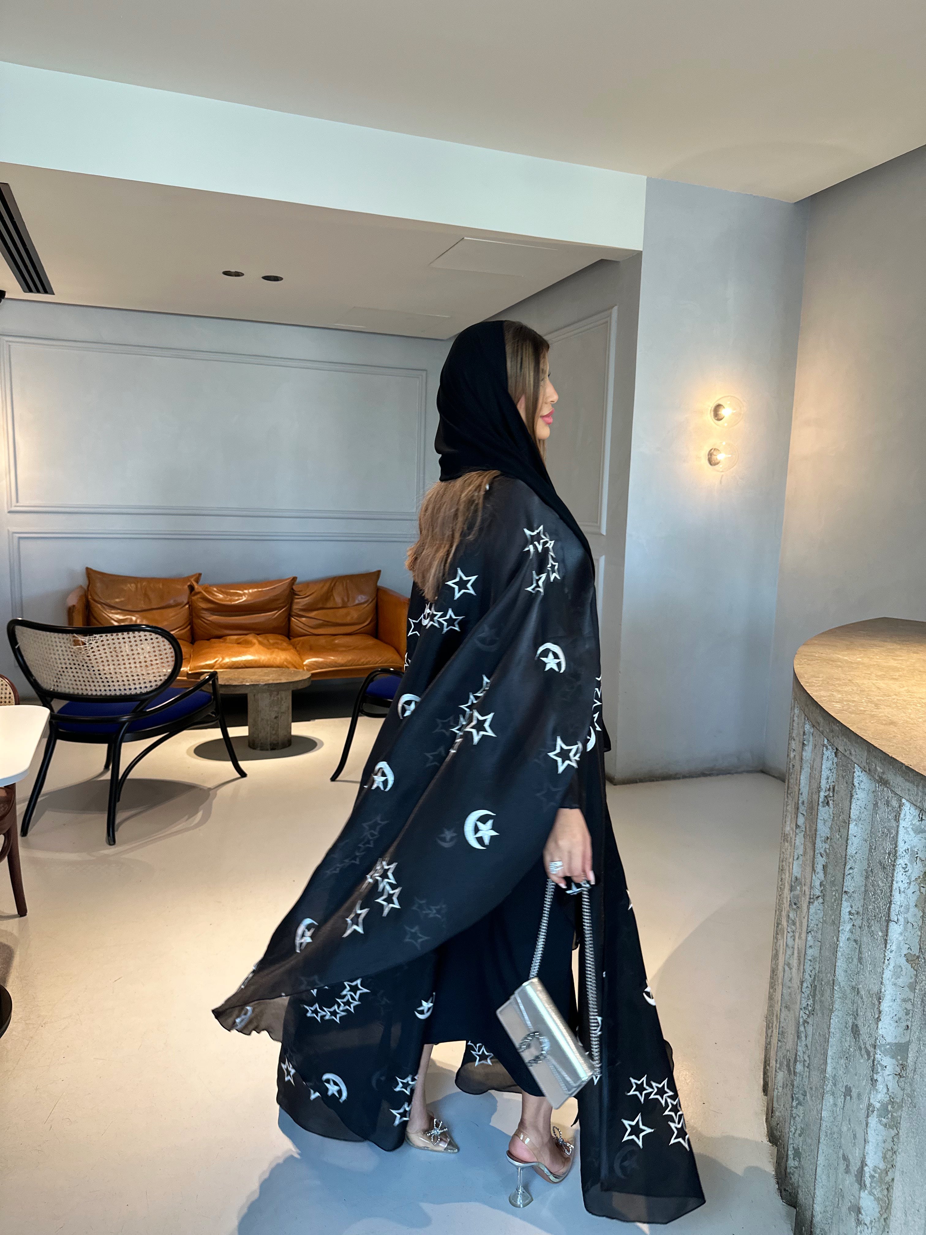STARS AND CRESCENT OPEN BISHT ABAYA #415