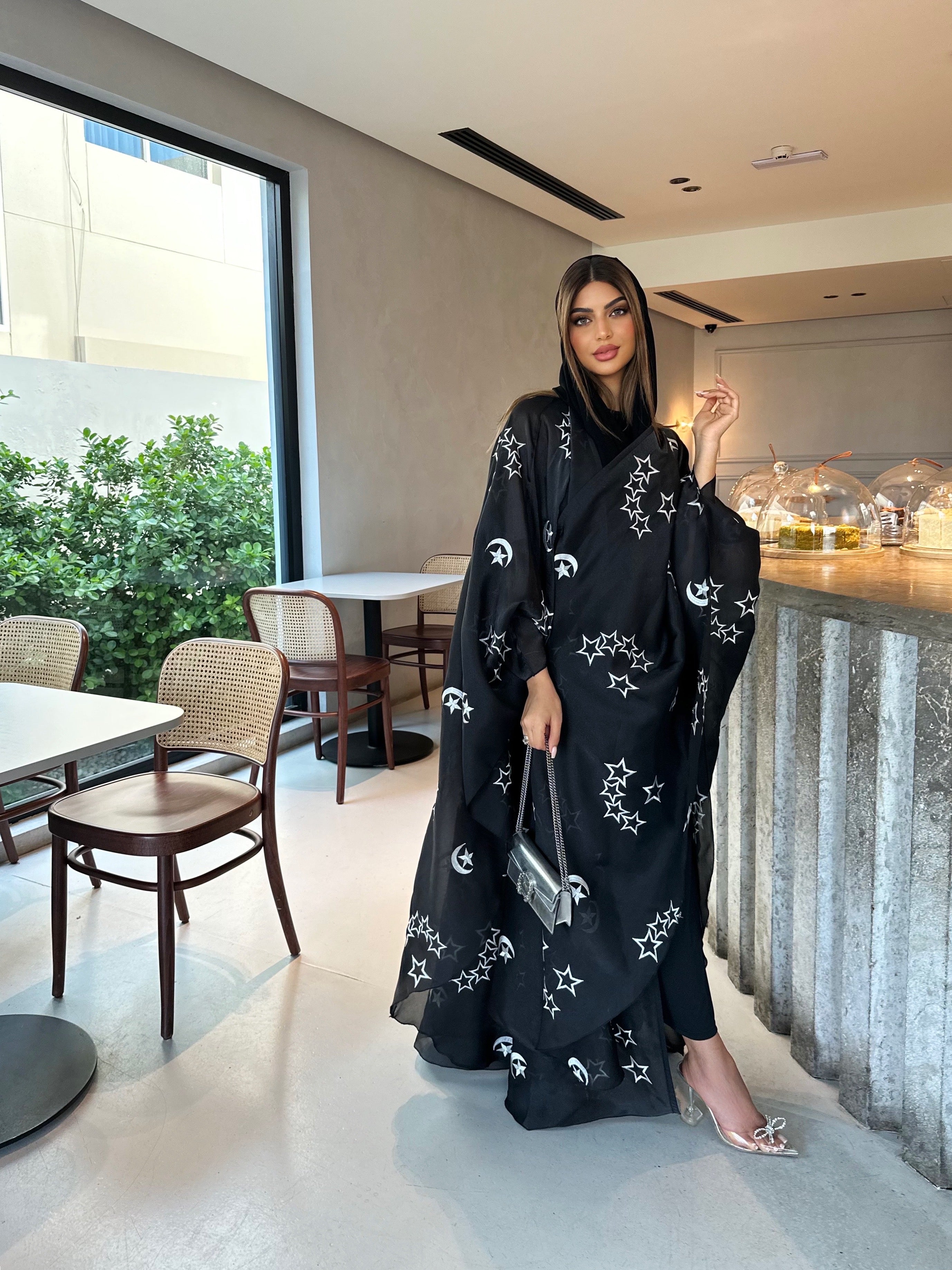 STARS AND CRESCENT OPEN BISHT ABAYA #415