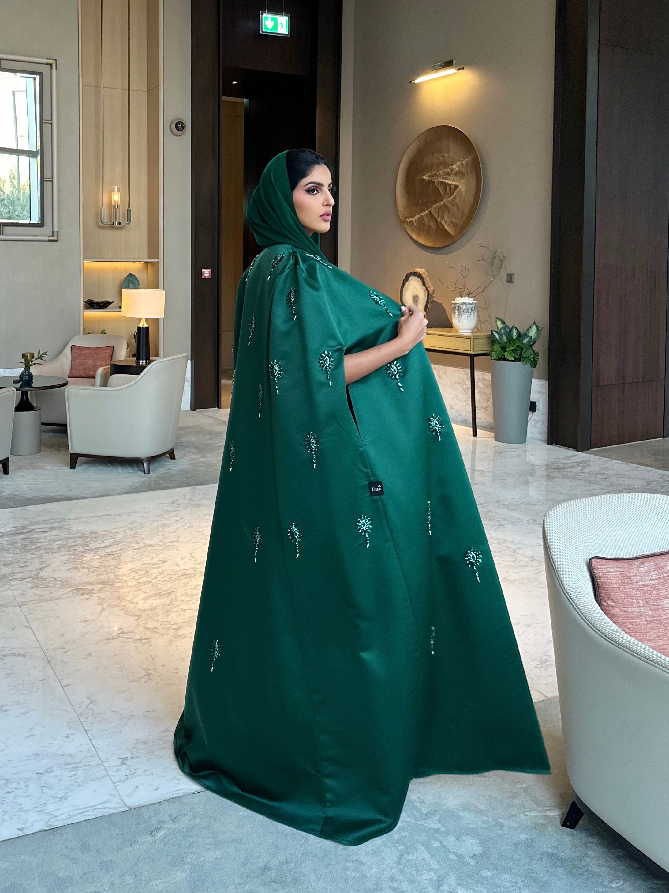 عباية كيب بلون أخضر ملكي #359