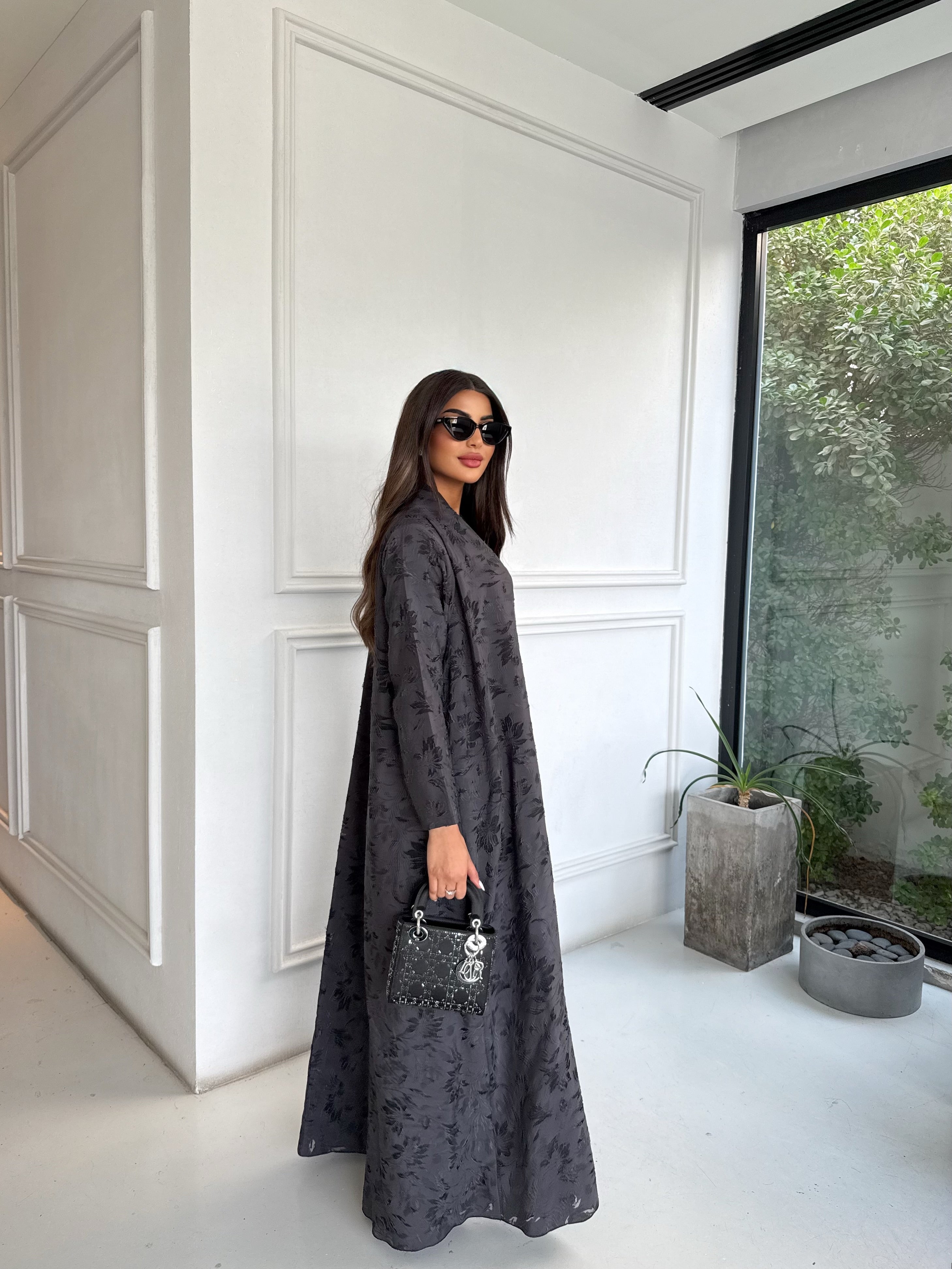 CHARCOAL BLOOM ABAYA #672