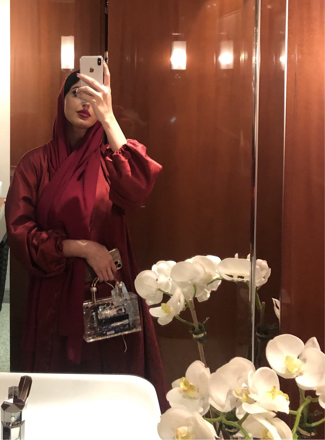 عباية تافيتا حمراء داكنة #16