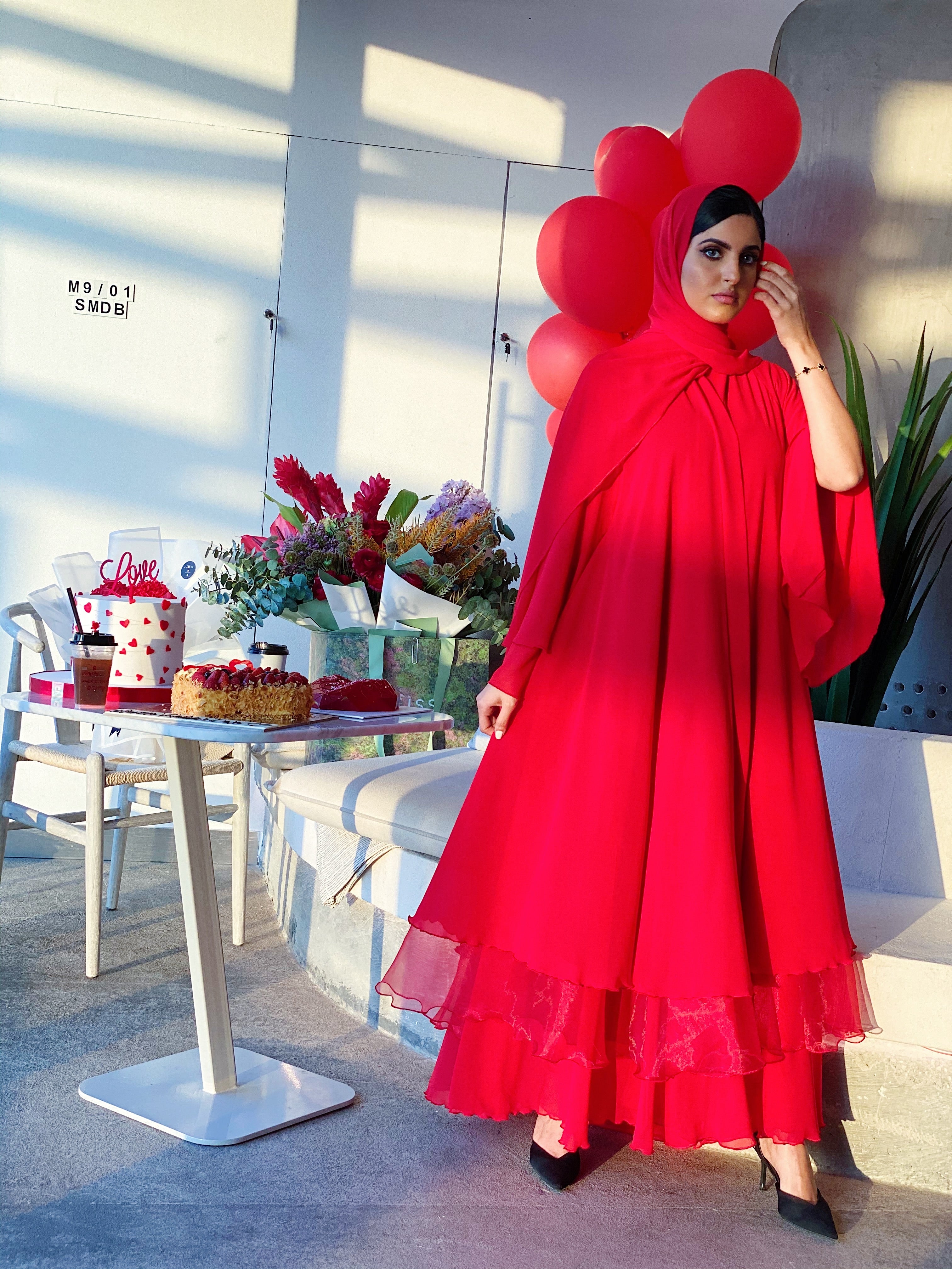 عباءة كلوش حمراء #10