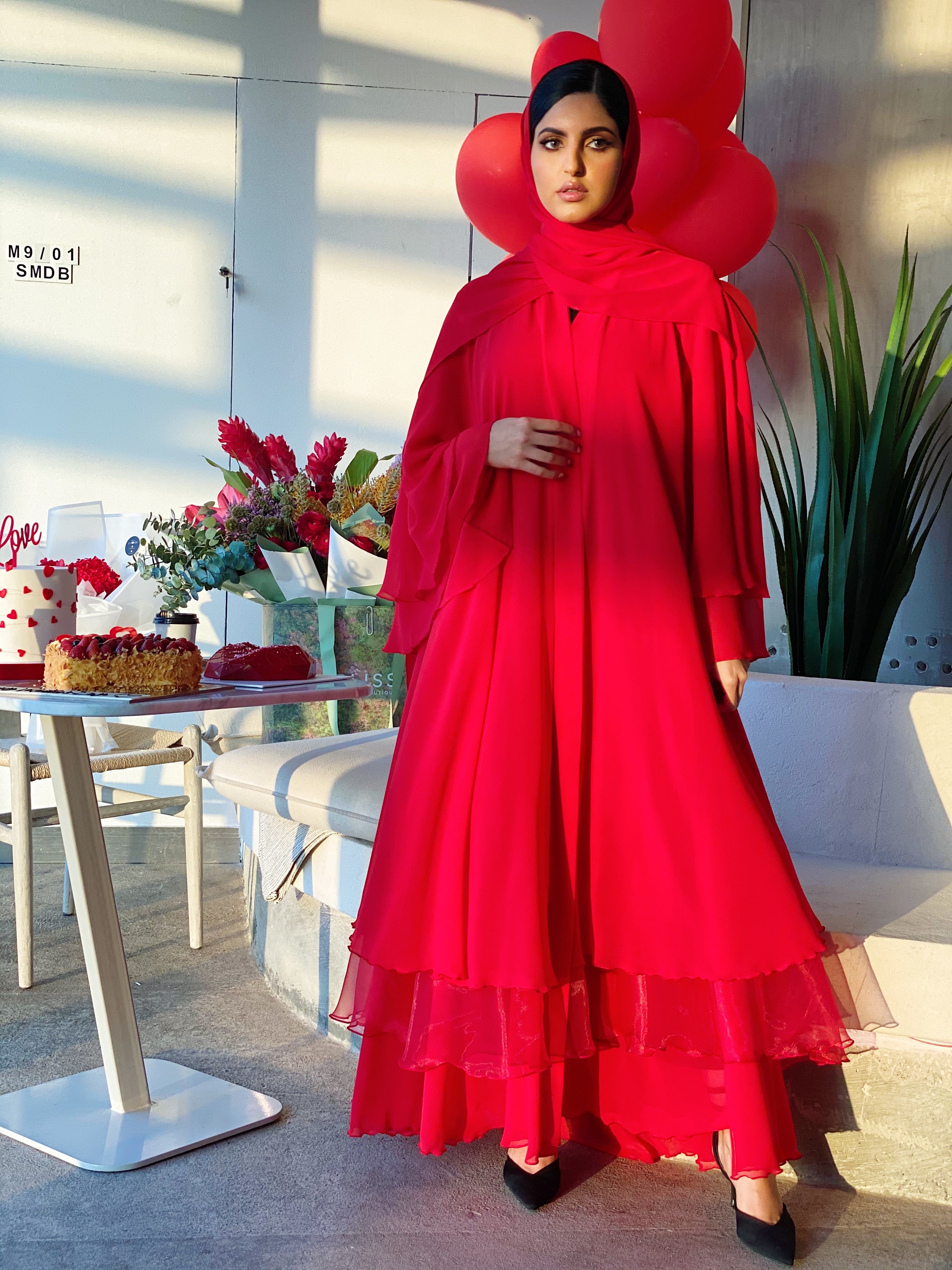 عباءة كلوش حمراء #10